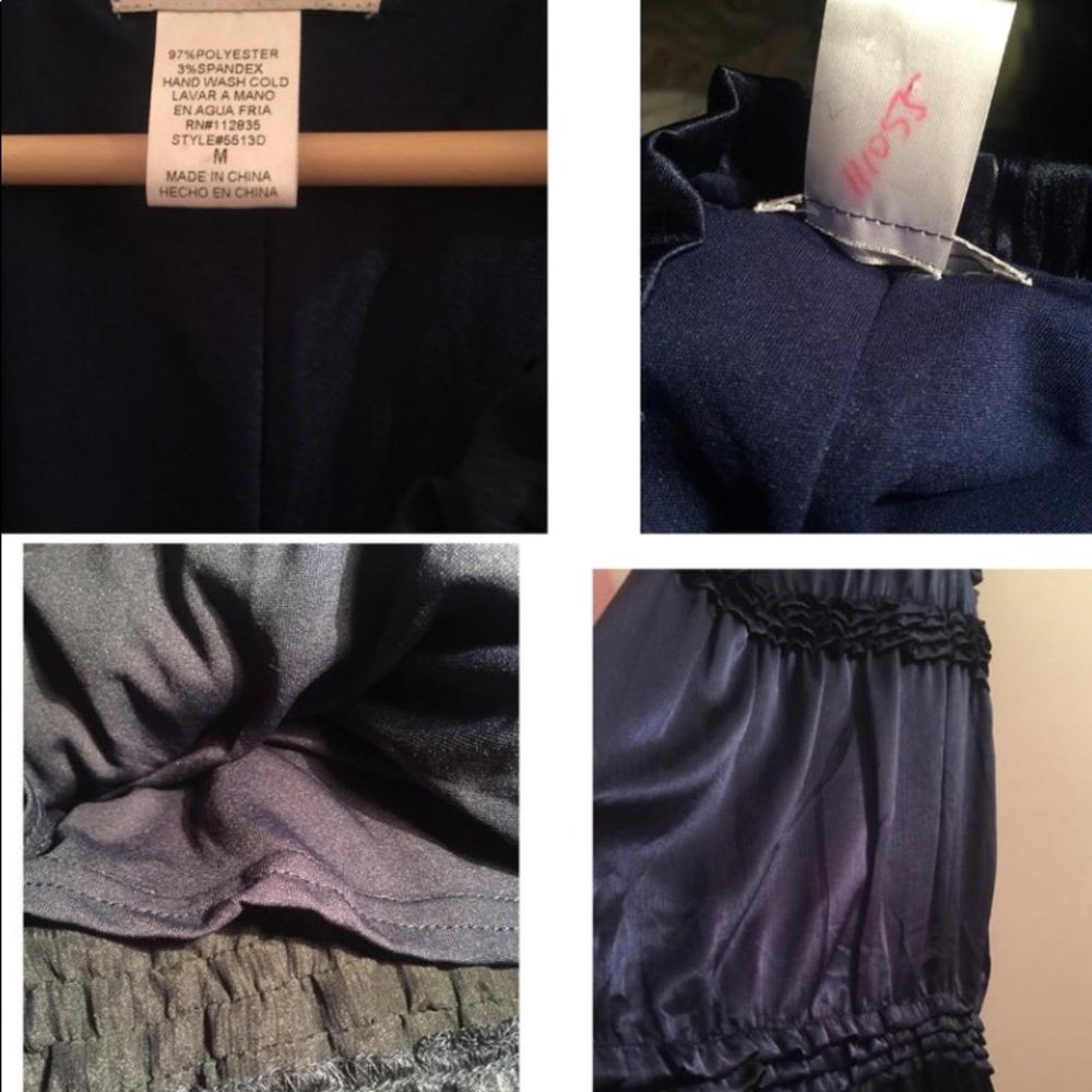 Esley sleeveless ruffles v- neck navy dress Sz 10 - Picture 8 of 8